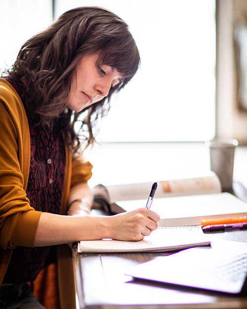 student working on homework