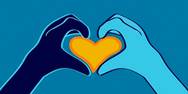 drawing of two hands and a heart shape