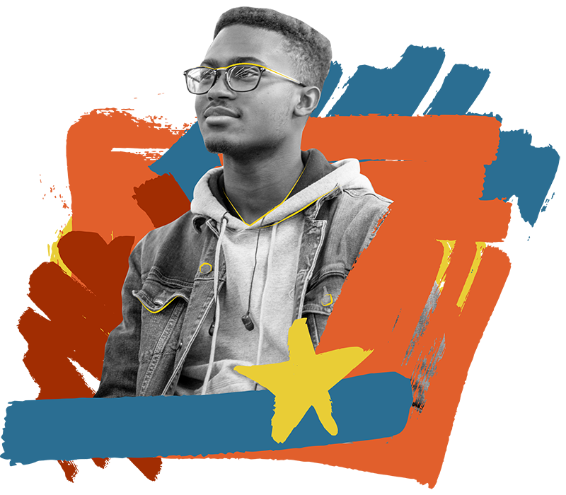 student wearing glasses