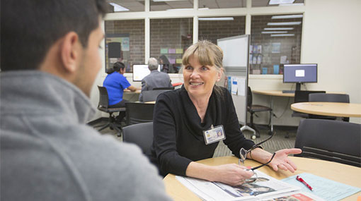 teaching at a table